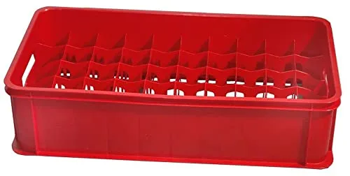Contacto Gläserkasten 50 Fächer, rot - Spültechnik, 50 Fächer für 0,2 l Gläser, robust aus hochdichtem Polyethylen, ideal für Willi Becher und andere Gläsertypen, stapelbar und platzsparend.