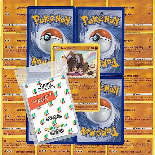 Pokemon - 10 Verschiedene Kampf Karten inkl. Holo Karte - Deutsch + 40 Exklusive Collect-it.de Hüllen