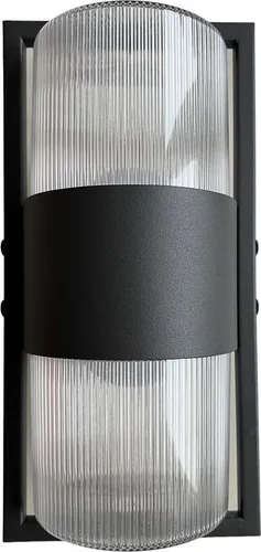 LED Außenwandleuchte, Outdoor, warmweißes Licht, 12W, Aluminium mit Glas, dunkelgrau, 26x12,5x14cm