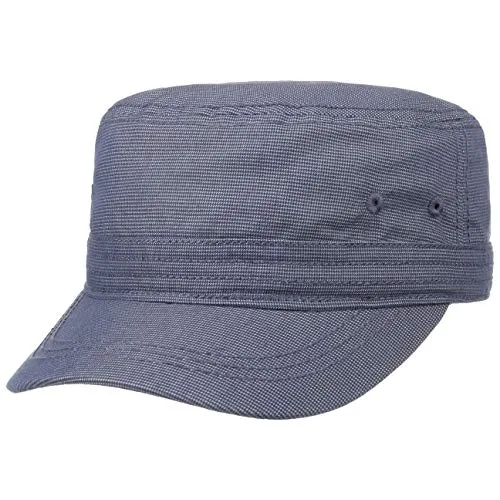 Lipodo Cotton Armycap Herren Verstellbare Karierte Kubacap Military-Stil Luftige Stoffcap Frühjahr Sommer Denim One Size