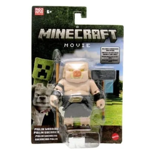 Mattel Minecraft Actionfigur & Zubehör-Set, Piglin Warrior Posable Character Collectible Inspired by a Minecraft Film, 8,3 cm Maßstab