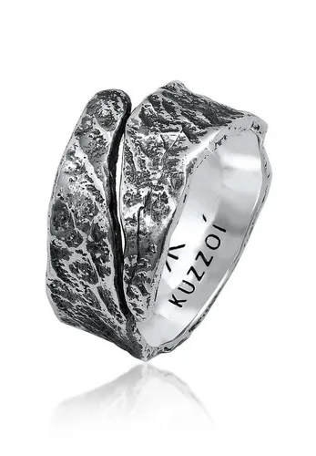Kuzzoi Herrenring im Used Design, 925 Sterling Silber in schwarz von Kuzzoi