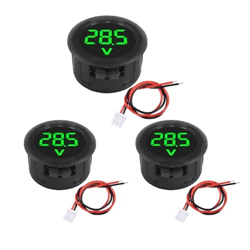ALAMSCN 3 Stück Digital Voltmeter DC 4-100V Digitalanzeige Voltmeter Wasserdichtes 3-Digit Anzeige Spannungsmesser für Motorrad Auto Boot, Grün