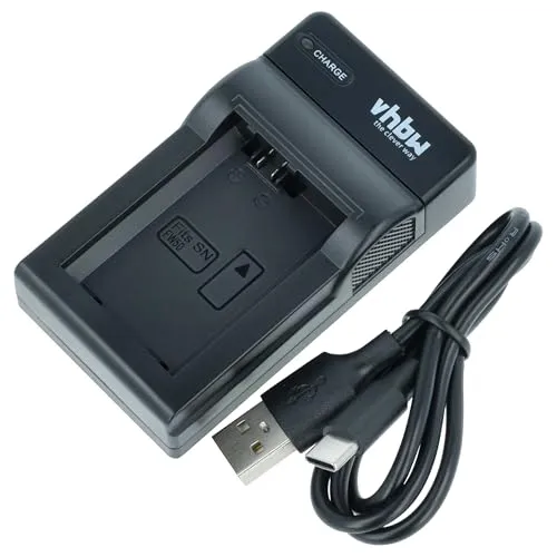 vhbw USB-C Ladegerät kompatibel mit Sony Alpha SLT-A37, SLT-A55VL, SLT-A55, SLT-A55V Kamera Camcorder - Ladeschale + USB-C Kabel Ladeanzeige