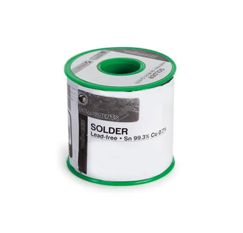 Velleman BLEIFREIES Lötdraht 0.8mm - 500g für präzises Löten - Lötrauchabsaugung, bleifreier Lötdraht mit 99.3% Zinn und 0.7% Kupfer für umweltfreundliches und präzises Löten.