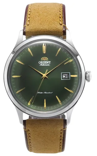 Orient Bambino Automatik Kleid RA-AC0P01E10B - Armbanduhren für Herren, elegante Automatik-Uhr mit grünem Zifferblatt und 30 m Wasserdichtigkeit, ideal für stilvolle Anlässe.