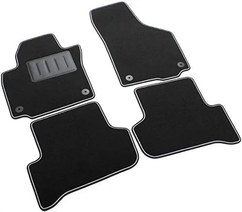 Das Teppich Auto, sprint04106, Fußmatten Teppiche Schwarz rutschfest, verstärkter Rand, zweifarbig, Absatzschoner aus Gummi, Yeti.