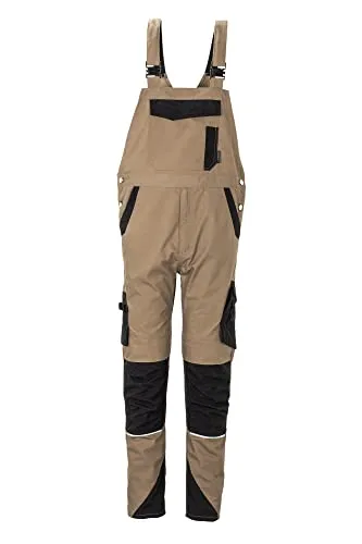 Planam Norit Herren Latzhose sand/schwarz Gr. 50 - Hosen für Herren, strapazierfähiges Material aus 65% Polyester und 35% Baumwolle, ideal für handwerkliche Tätigkeiten und Freizeit.