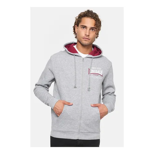 Lonsdale Kapuzensweatjacke LINTMILL (1-tlg) - Sportliche Reißverschlussjacke mit mehrfarbigem Logo-Druck und Kängurutasche. Der innen angeraute Fleecestoff bietet hohen Tragekomfort, ideal für kühle Tage. Perfekt für Freizeit und Sport!