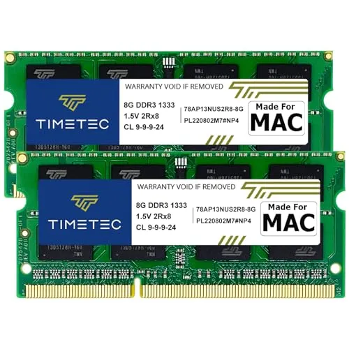 Timetec 16GB KIT (2x8GB) kompatibel für Apple DDR3 1333MHz PC3-10600 CL9 für Mac Book Pro (Anfang/Ende 2011), iMac (Mitte 2010, Mitte/Ende 2011), Mac mini 2011 MAC-RAM-Upgrade