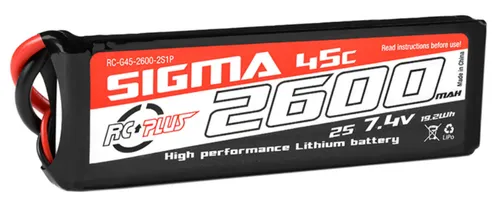 RC Plus Li-Po Akkupack Sigma 45C 2600 mAh 2S1P 7.4V XT-60 RC-G45-2600-2S1P
