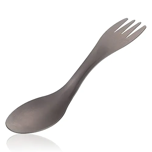 Dioche Löffel Gabel Messer Combo, Outdoor Tragbare Titanlegierung 2 in 1 Löffel Gabel Combo für Picknick Camping Reisen