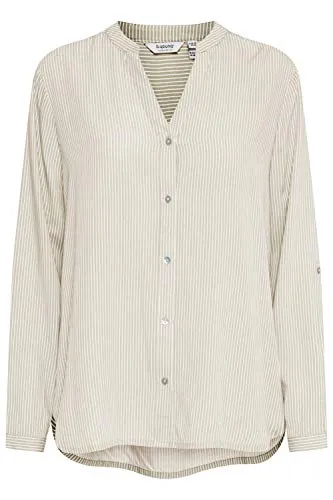 b.young BYFABIANNE Damen Bluse Hemdbluse Langarm mit V-Ausschnitt, Größe:40, Farbe:Cement Mix (200482)