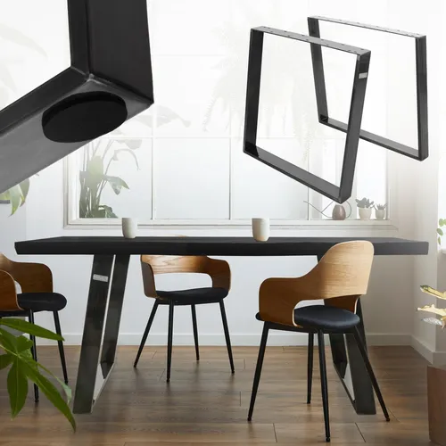 ML-Design 2er Set Tischkufen 80GRAD Neigung, 75x72 cm - Möbelfüße im angesagten Industrial-Look, aus hochwertigem pulverbeschichtetem Stahl für hohe Stabilität und ästhetisches Design. Ideal für Esstische oder Schreibtische und einfach zu montieren.