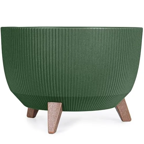 KONZEPT Blumentopf mit Füßen – Moderner Blumenkübel 40 cm für Innen und Außen - Viel Platz für kräftige Zierpflanzen dank durchdachtem Bewässerungssystem. UV-beständig, leicht und robust – ideal für den ganzjährigen Einsatz auf Balkon, Terrasse oder im Garten.