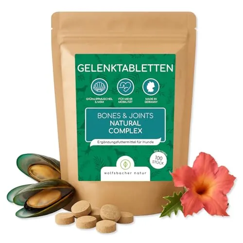 Gelenktabletten für Hunde mit Grünlippmuschel | 100 Stück - Made in Germany | hochkonzentriert, leicht zu füttern, hohe Akzeptanz | Teufelskralle, MSM und Glucosamin