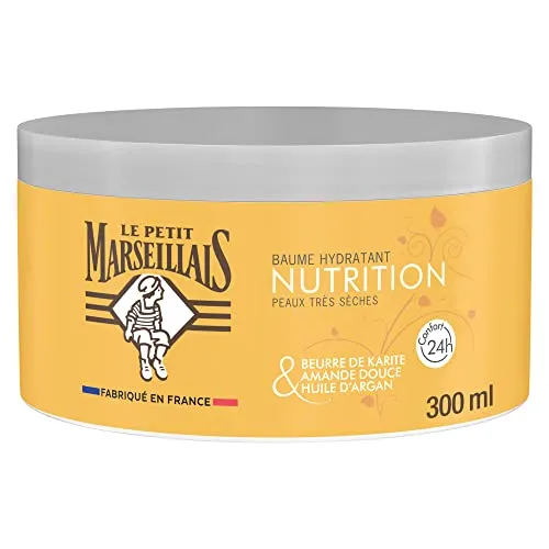 Le Petit Marseillais | Feuchtigkeitsbalsam Nutrition (300 ml Tiefe) - Körperbalsam für sehr trockene Haut Komfort 24h - Körperpflege mit Sheabutter, Süßmandel & Arganöl