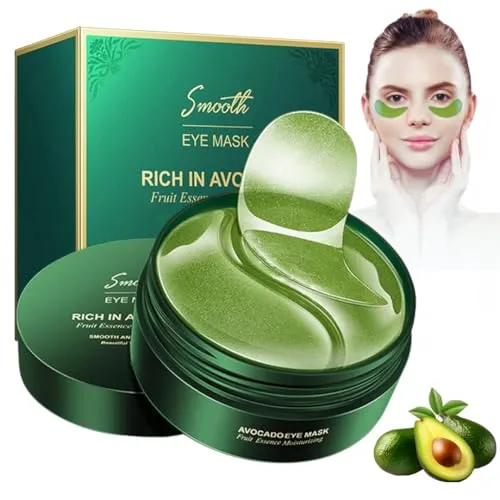 Stück Avocado Augenpads mit Hyaluronsäure – Feuchtigkeitsspendende Gold Collagen Augenmaske gegen Augenringe, Tränensäcke & Falten – Erfrischende Eye Patches für müde Augen, Anti-Aging Augenpflege 60
