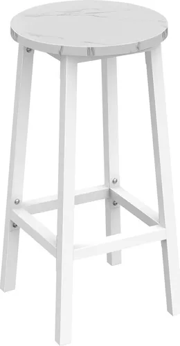 Moderner Barhocker mit Fußstütze | Stabil & platzsparend | Ø 32×H 65 cm Marmor/Weiß