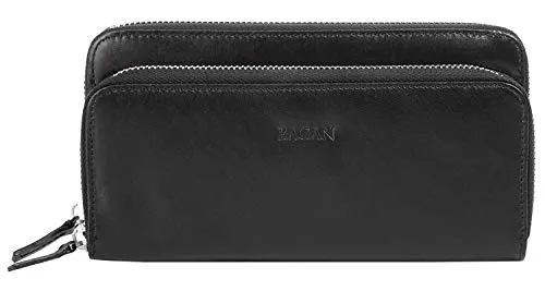 BAGAN Geldbörse Echt Leder schwarz Damen - 018959 - Damen-Geldbörse aus hochwertigem Echtleder, stilvolles Design mit mehreren Fächern für Karten und Münzen, ideal für den täglichen Gebrauch.