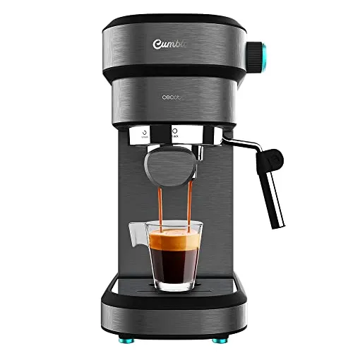 Cecotec Espressomaschine Cafelizzia 890 Dunkel - Espressomaschine für perfekten Kaffee mit 1350 W und 20 Bar Druck. Thermoblock-System für optimale Temperatur und schwenkbares Dampfrohr für perfekten Milchschaum.