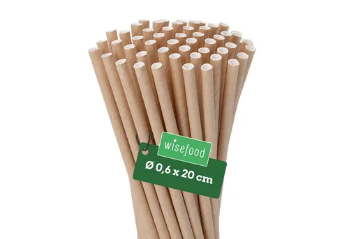 wisefood Trinkhalme Papier-Strohhalme, braun, Ø 0,6 x 20 cm, (500-tlg)