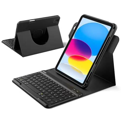 Inateck Hülle mit Tastatur für iPad 11 & 10 Gen - Tastatur mit 360°-Drehung für flexibles Arbeiten, ideal für iPad 11 (A16) und 10 Gen. Hochwertiger Schutz und komfortables Tippen ohne Ermüdung.