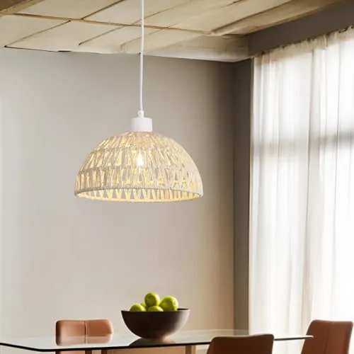 lux.pro Hängelampe Alton - Elegante Pendelleuchte aus Rattan - Lampen: Hochwertige Pendelleuchte mit höhenverstellbarem Design und dekorativem Rattanschirm für eine warme Lichtatmosphäre in jedem Raum.