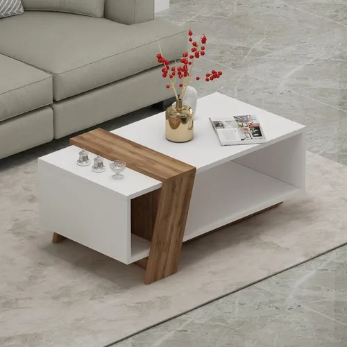 HOMIDEA MELISA Couchtisch – Moderner Wohnzimmertisch mit Ablagefläche im trendigen Design 91,8 x 48,8 x 35 cm (Weiß)