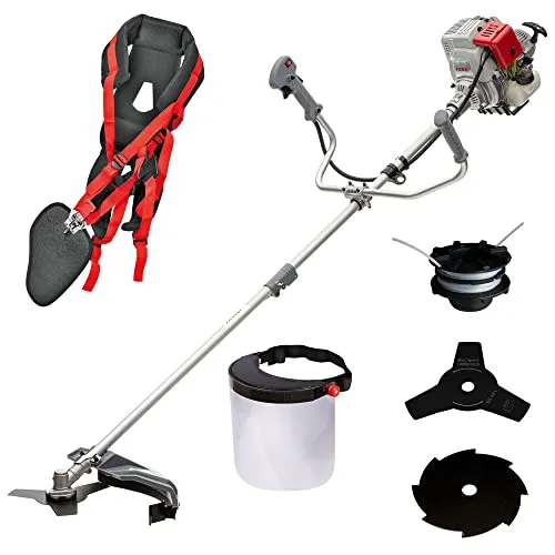 IKRA Benzin Freischneider Trimmer IBF 31-4 - Rasentrimmer mit 4-Takt-Benzinmotor, ideal für hohes Gras und Unkraut, inkl. Profi-Schultergurt und Schutzschild für komfortables Arbeiten.
