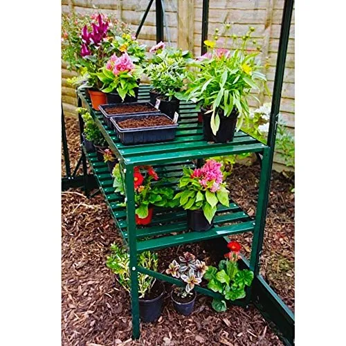 Vitavia Gewächshaus-Tisch aus Aluminium - 2 Ablagen in Schwarz - Gartengewächshaus-Tisch aus robustem Aluminium, ideal für die Pflege Ihrer Pflanzen mit zwei praktischen Ablagen für mehr Ordnung.