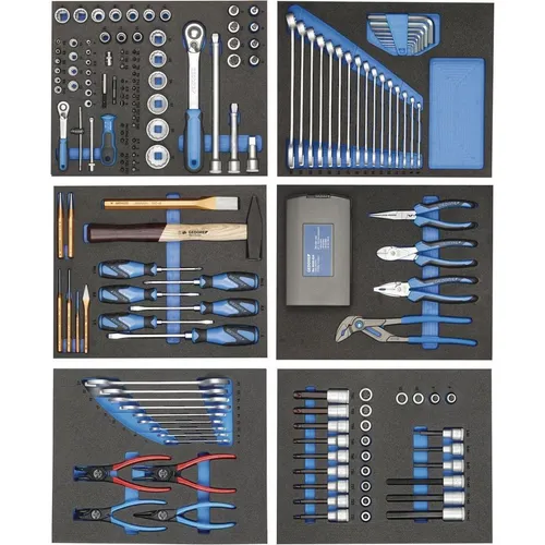 Gedore Werkzeugsortiment 190-teilig - 2956527 - Umfangreiches 190-teiliges Werkzeugsortiment, ideal für Profis und Heimwerker, bietet vielseitige Anwendungsmöglichkeiten in einer robusten Aufbewahrungslösung.