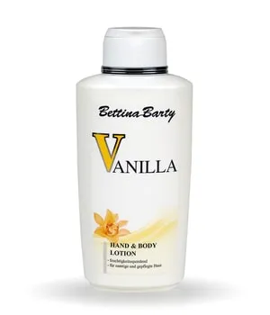 Bettina Barty Vanilla Bodylotion 500 ml - Cremefarbene Bodylotion mit einem pudrigen Vanilleduft, ideal für die tägliche Hautpflege. Enthält pflegende Wirkstoffe für ein geschmeidiges Hautgefühl.