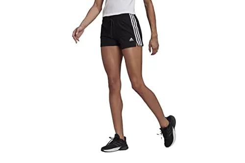 adidas Women's Essentials Slim 3-Stripes Shorts - Schwarz/Weiß, Größe S - Sportliche Fitnessshorts mit schmalem Schnitt und elastischem Bund für optimalen Komfort. Perfekt für Training und Freizeit.