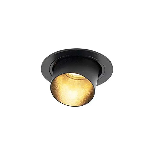Qazqa Einbaustrahler, Einbauleuchte - Installa - Schwarz, max. 50W, Geeignet für LED, 9.2cm, Rund, Ideal als Flur, Küche lampe und Schlafzimmerlampe