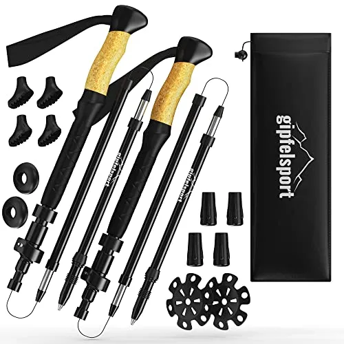 gipfelsport Faltbarer Wanderstock Carbon mit Kork-Griff