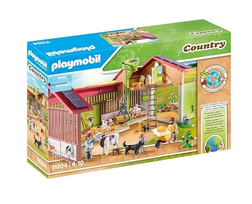 PLAYMOBIL Country - Großer Bauernhof, realistisches Bauernerlebnis mit 15 Tieren und nachhaltigem Material, ideal für kreativen Spielspaß ab 4 Jahren