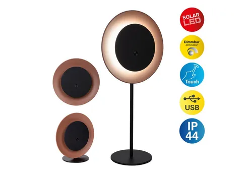 näve LED Solarleuchte Solan - Dimmfunktion & USB-Ladefunktion - Lampen mit integriertem LED und Touchschalter, ideal für stimmungsvolle Beleuchtung im Freien. Dank Dämmerungssensor und dimmbarer Funktion schaffen Sie immer die perfekte Atmosphäre.