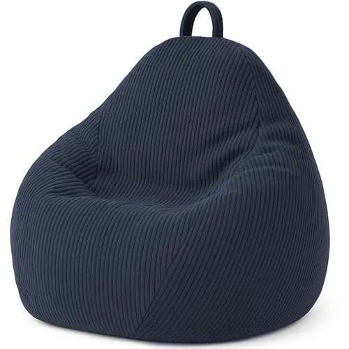 bananair - Sitzsack Cord für Kinder, Weich & Bequem, Maschinenwaschbarer Bezug, Gaming Sitzsack mit Schaumstoffflocken Füllung, Bean Bag (80x70 cm, Dunkelblau)