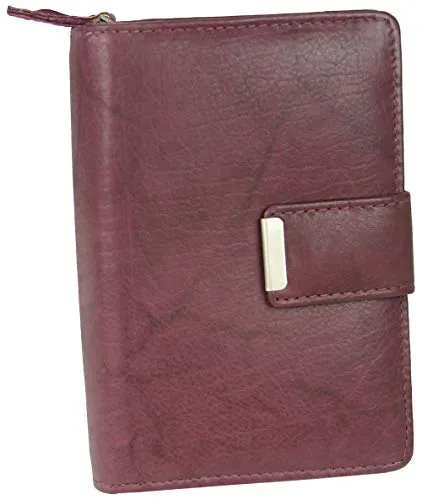 Money Maker Damen Leder Geldbörse handlicher Geldbeutel aufklappbar mit vielen Fächern (Bordeaux)