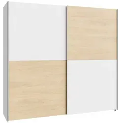 FORTE Möbel Schach und Matt Kleiderschrank 200 - Kleiderschrank mit schwebenden Türen, elegantes Schachbrett-Dekor in Puccini Eiche und Weiß, ideal für Schlafzimmer und Flure, langlebig und nachhaltig produziert.