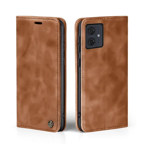 Handy Hülle für Motorola Moto G54 Klapp Magnet Smartphone Cover Case Braun