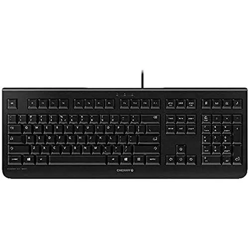 Cherry KC 1000 Keyboard USB schwarz - Kabelgebundenes US-Layout mit integriertem Nummernblock, ideal für Studium und Büro