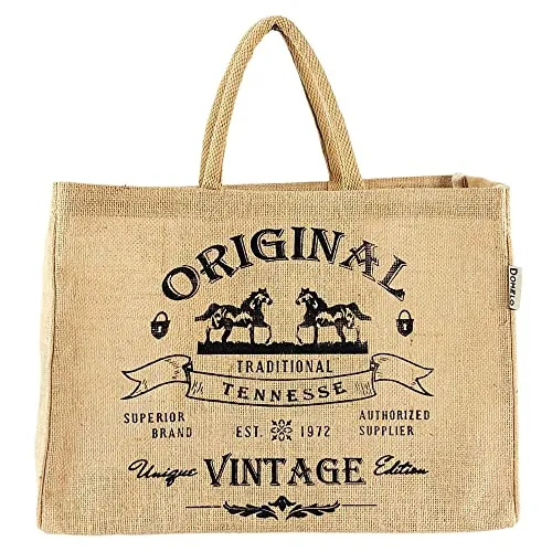 Domelo Damen groß Einkaufskorb - 100% Jute, Vegan & nachhaltig - Einkaufstaschen & Einkaufstrolleys: Modische XXL Jutetasche mit 25 Liter Volumen, ideal für umweltbewusste Shopper und vielseitig einsetzbar als Strand- oder Picknickkorb.