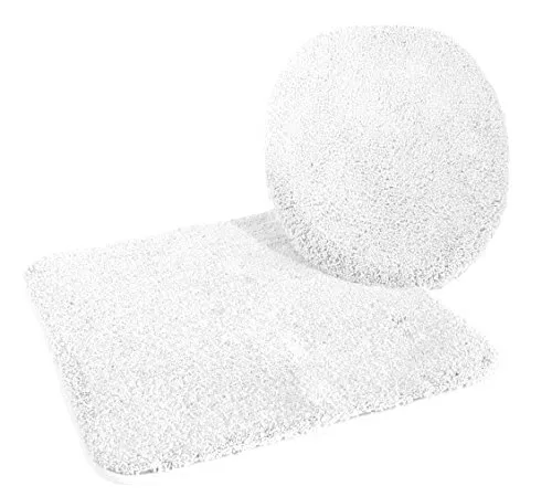 Kinzler J-10053/00 Mikrofaser Bademattenset 2-teilig = WC-Deckelbezug 47x50 cm + Vorleger ohne Ausschnitt 50x55 cm, weiss