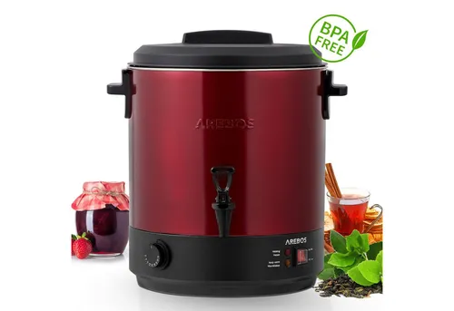 Arebos Einkoch- und Glühweinautomat 28 L mit Timer & Zapfhahn für Glühwein & Getränke, 2500 W, Timer