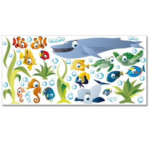 Wandkings Ozean Unterwasserwelt Wandsticker XL Set, 50 Aufkleber, Gesamtfläche 130 x 70 cm
