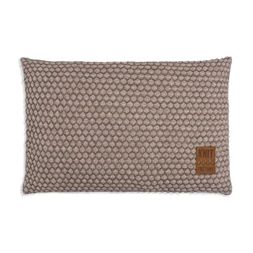 KNIT FACTORY - Juul Kissen - Zierkissen mit Füllung und Bezug - Rechteckige Dekokissen - Sofakissen aus 30% Wolle und 70% Polyacryl - Marron/Beige - 60x40 cm