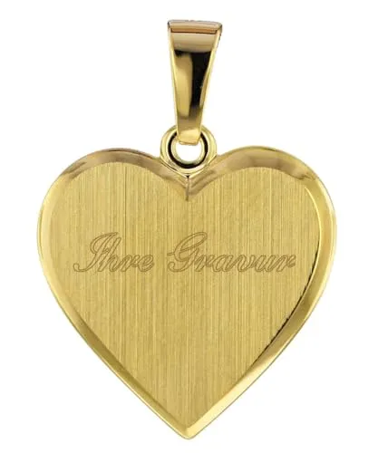 trendor 75105 Schmuck-Anhänger für Damen Gold 333 - Eleganter Herz-Anhänger aus 8-karätigem Gelbgold, ideal zum Gravieren. Lieferung in schöner Geschenkbox inklusive Mikrofaser-Pflegetuch.