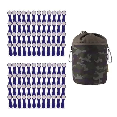 Wäscheklammern Set mit Wäscheklammerbeutel Camouflage - Praktisches Set mit 96 hochwertigen Wäscheklammern in Indigo-Weiß und einem stylischen bellaCott Klammerbeutel Camouflage. Ideal für die sichere Aufbewahrung und schonendes Trocknen von empfindlicher Wäsche.